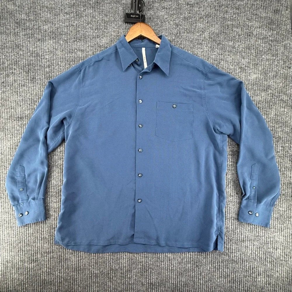 Axis Button Down Shirt Mens Large‎ Blue Excellent Long Sleeve Solid Pocket